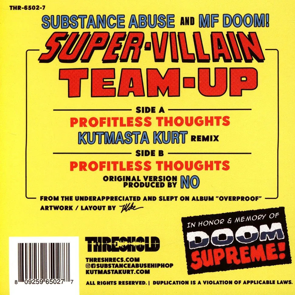 Substance Abuse & MF DOOM are Super-Villain Team-Up - Profitless Thoughts (Kutmasta Kurt Remix)
